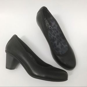VIONIC leather black orthoheel comfort pump heels